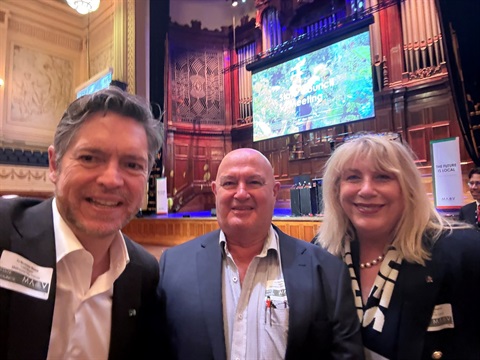 Lord Mayor of Melbourne Nick Reece, Mayor Ron Ismay and Mayor Kirsten Langford (Whitehorse Council).jpg