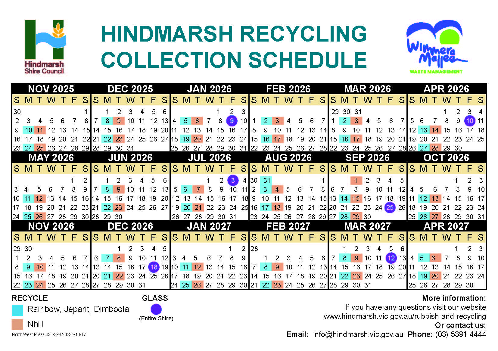 Hindmarsh Shire Council Recycling Collection Schedule Calendar 2026.jpg